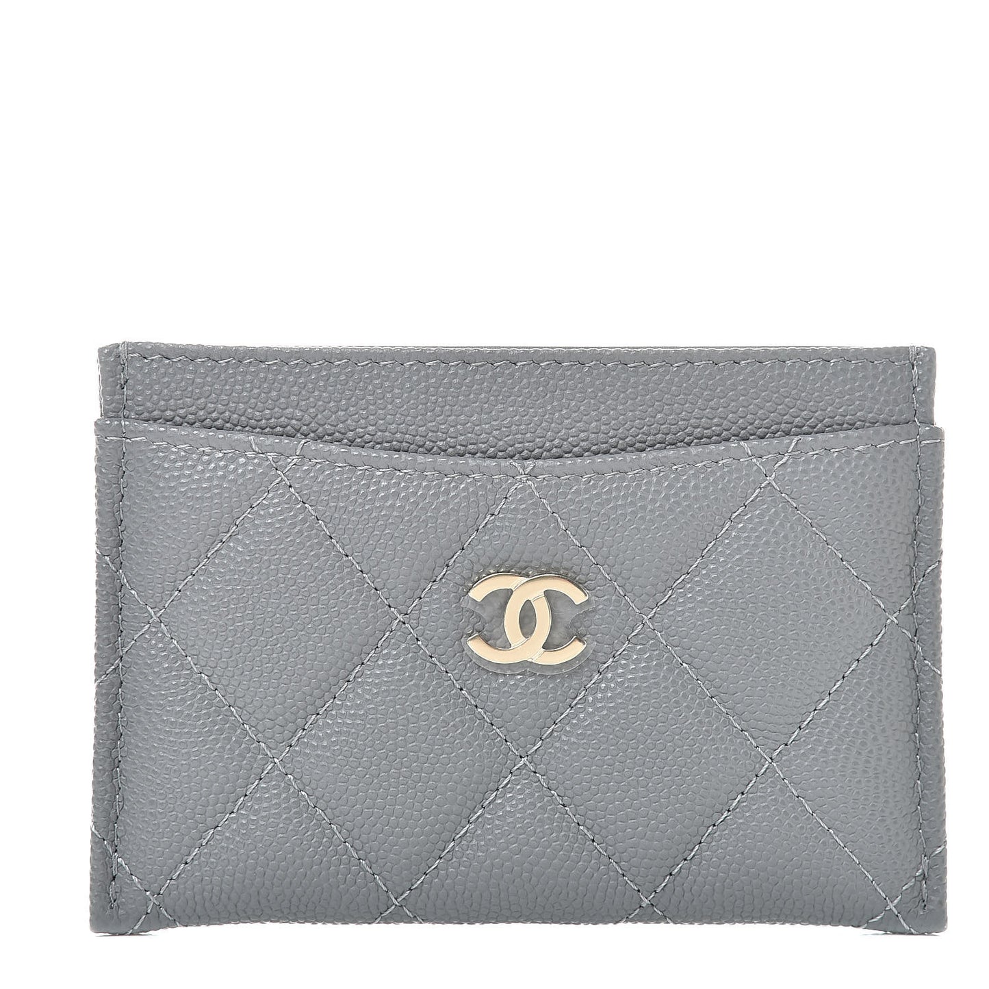 Caviar Quilted Card Holder Grey
