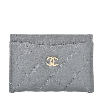 Chanel Caviar Quilted Card Holder Grey 1 of 9