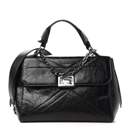 Givenchy Creased Patent Calfskin Medium ID Flap Black 1 of 9