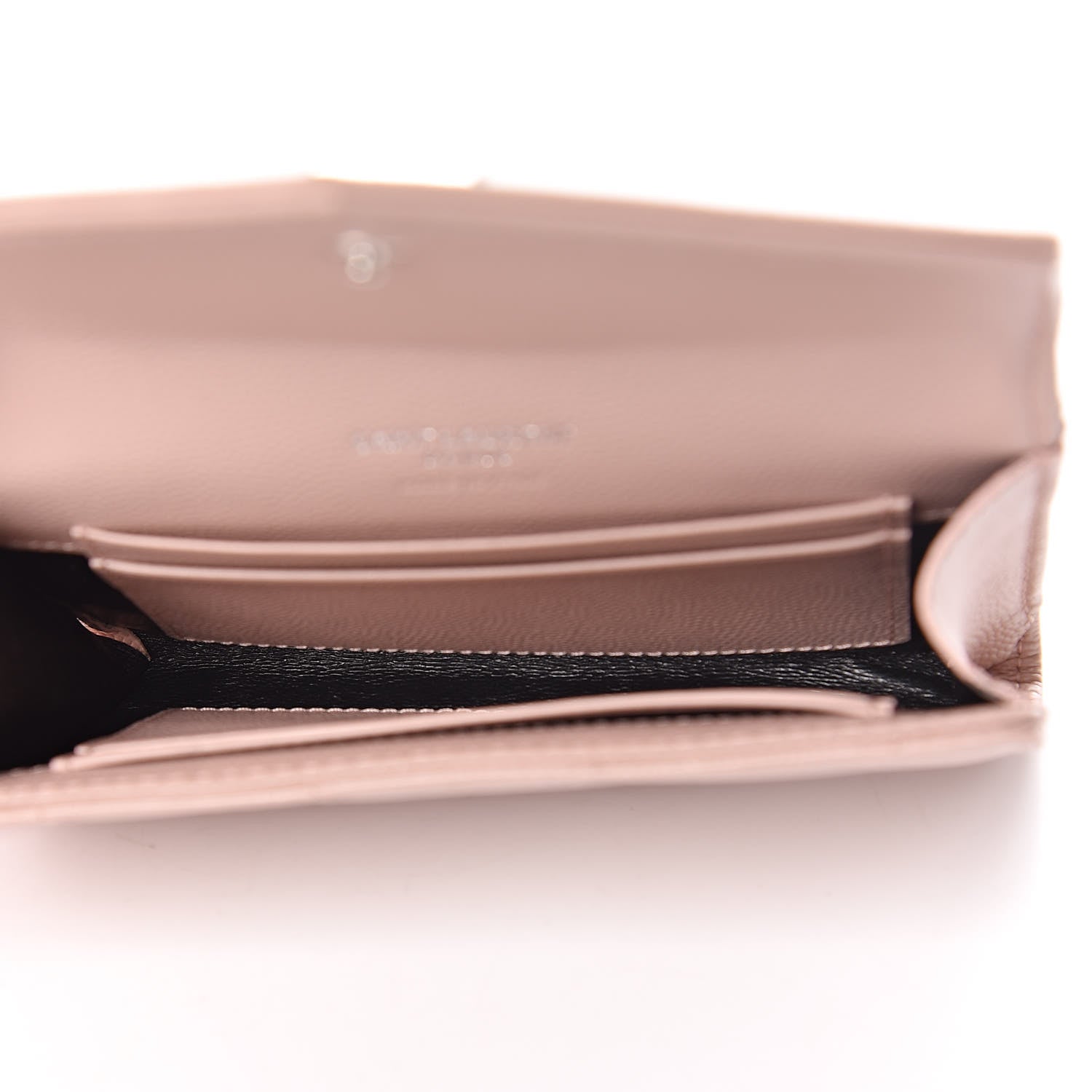 Saint Laurent Grain De Poudre Matelasse Chevron Small Monogram Envelope Wallet Pale Blush 5 of 9