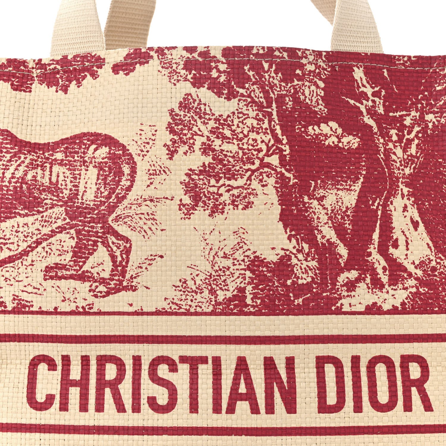 Christian Dior CHRISTIAN DIOR Straw Dioriviera Tote Red 8 of 11