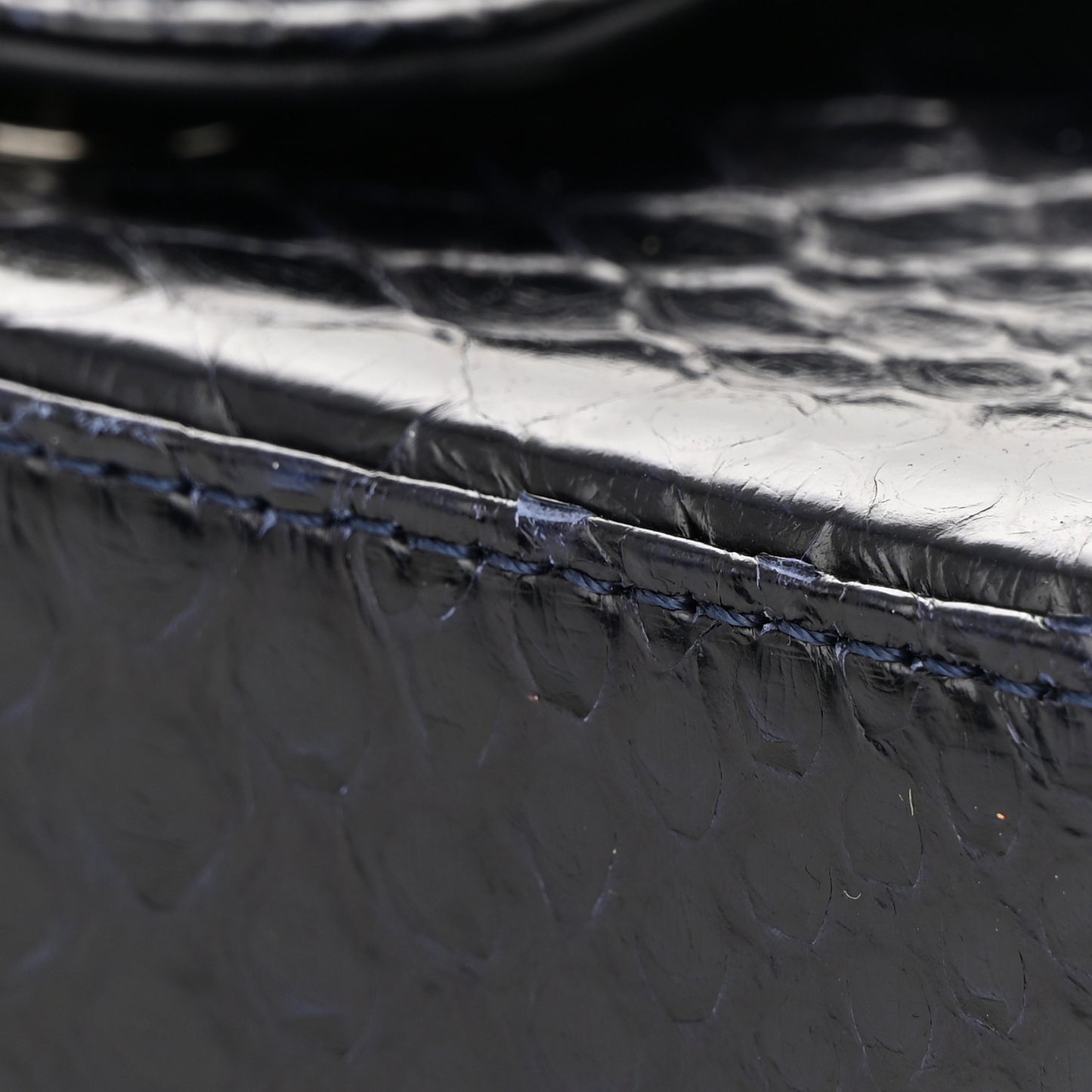Snakeskin Mini Rectangular Flap Navy Blue