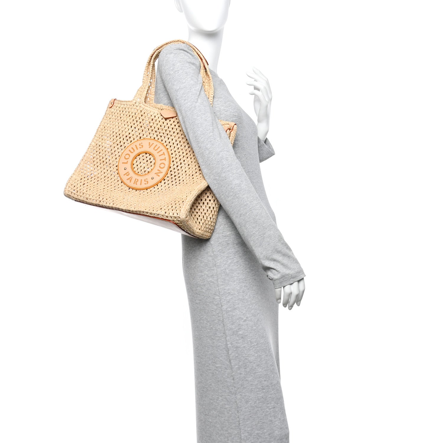 Louis Vuitton Raffia Calfskin By The Pool OnTheGo MM Natural 2 of 9