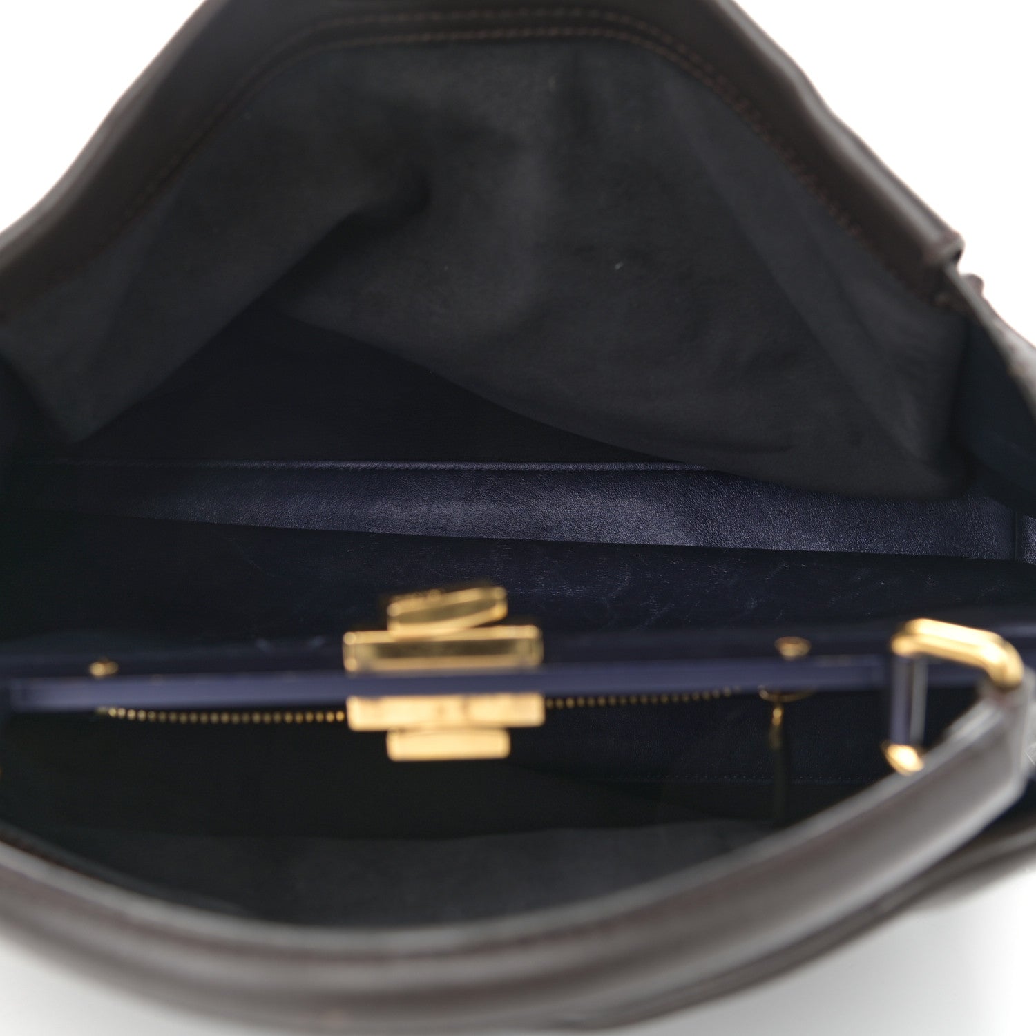 Fendi Vitello Dolce Marmol Large Peekaboo Iconic Satchel Ebano Blu Scuro 6 of 16