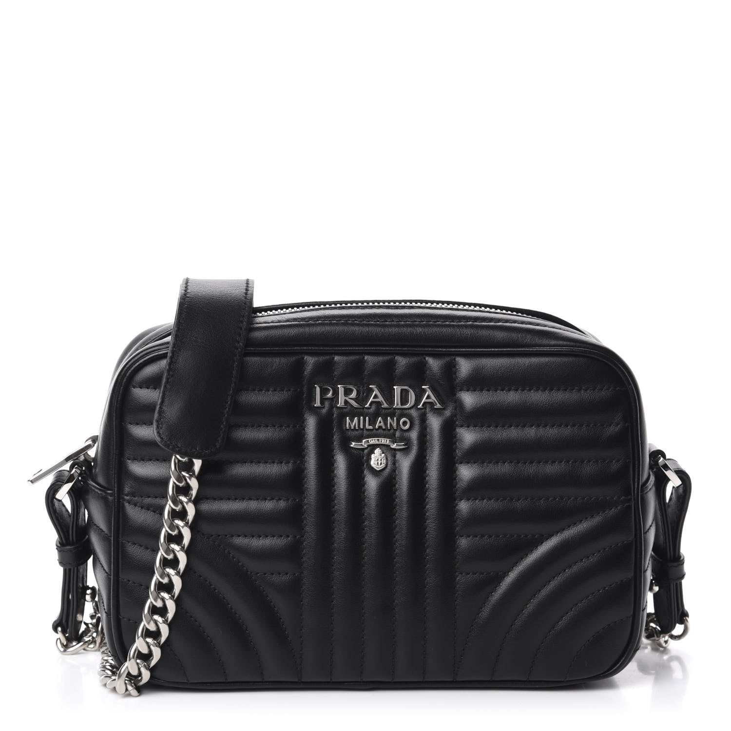 Prada Soft Calfskin Diagramme Crossbody Bag Black 1 of 9