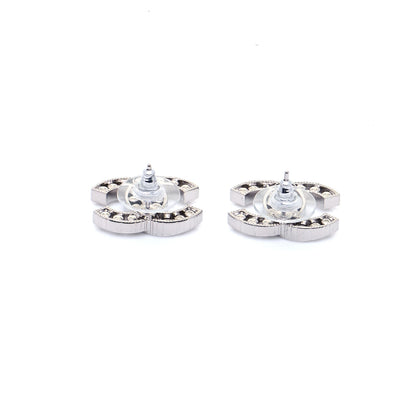 Chanel Crystal CC Chain Earrings Silver 3 of 5