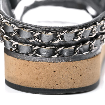 Chanel Metallic Lambskin Chain Flat Sandals 35 Silver 13 of 17