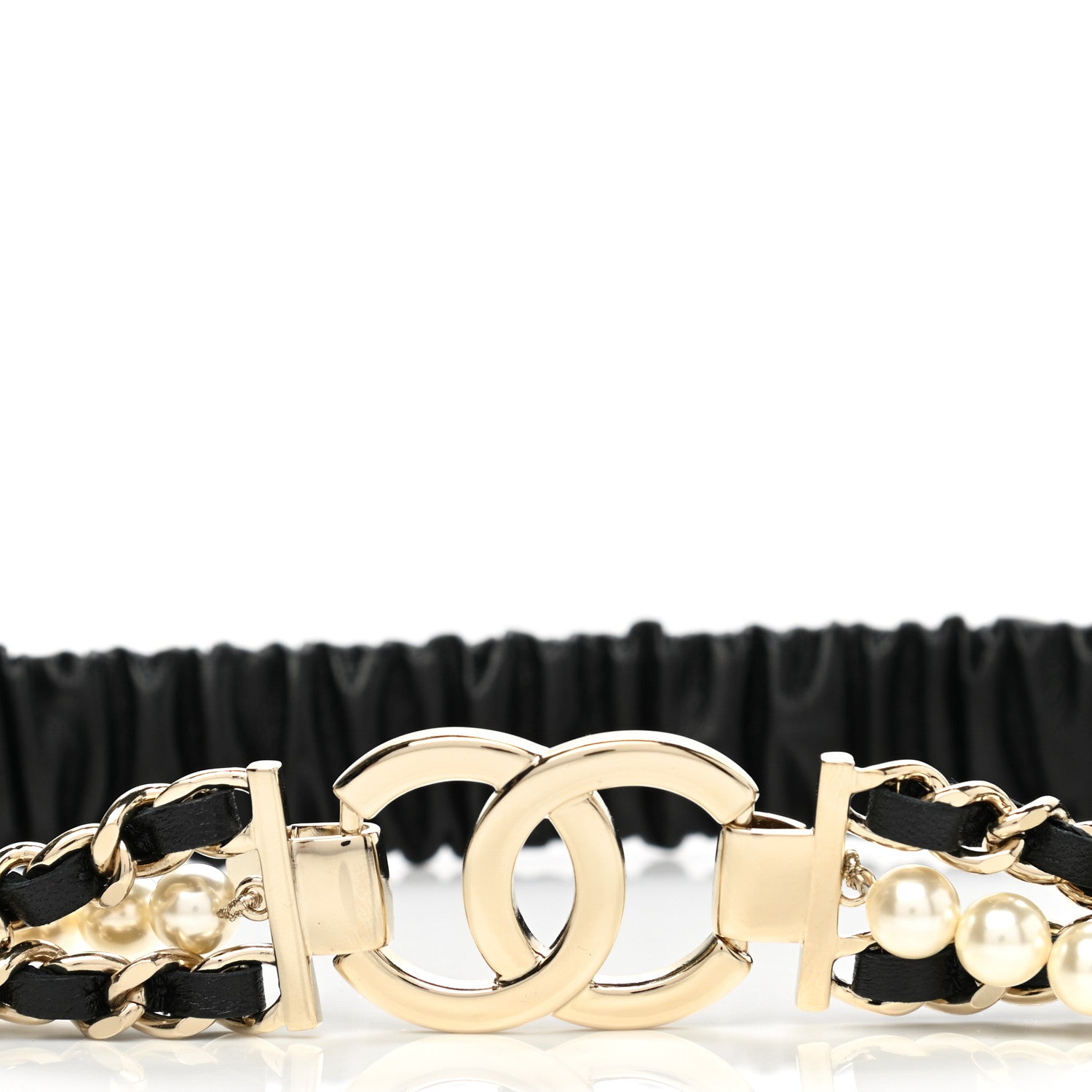 Chanel Lambskin CC Pearl Chain Belt 80 32 Black 3 of 5