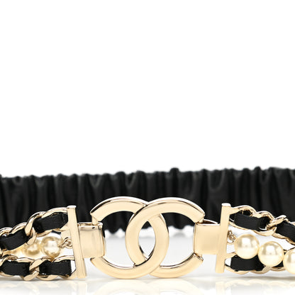 Chanel Lambskin CC Pearl Chain Belt 80 32 Black 3 of 5