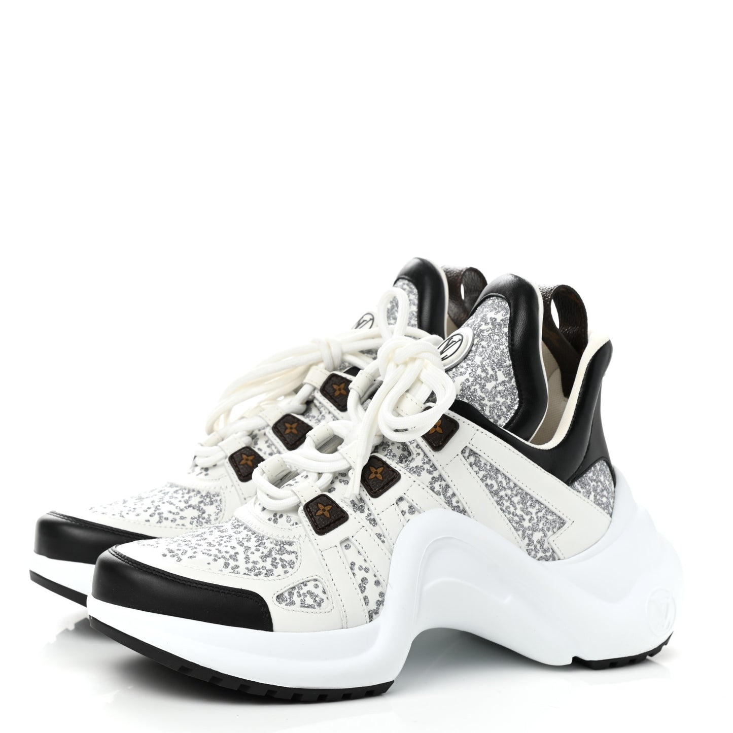 Calfskin Glitter LV Archlight Sneaker 37.5 White