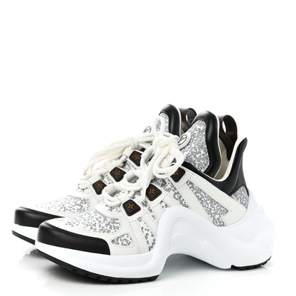 Louis Vuitton Calfskin Glitter LV Archlight Sneaker 37.5 White 1 of 9