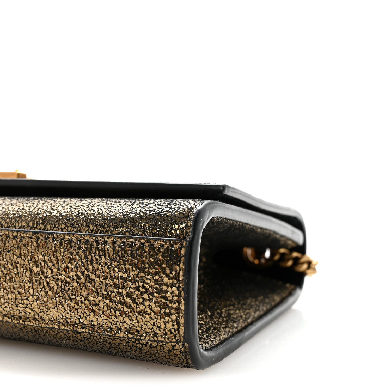 Saint Laurent Metallic Calfskin Small Classic Monogram Kate Satchel Oro 9 of 9