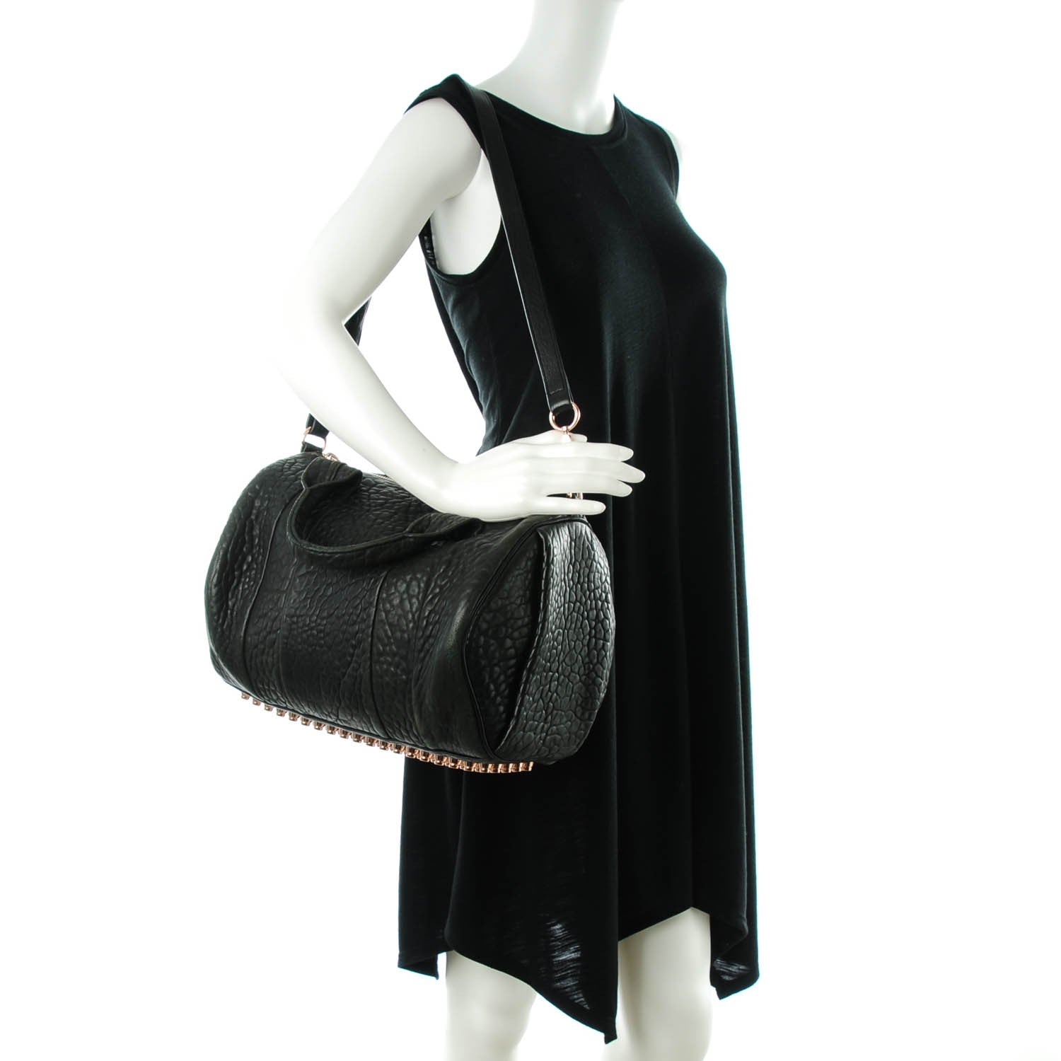 Alexander Wang Pebbled Lambskin Rocco Black Rose Gold Hardware 2 of 9