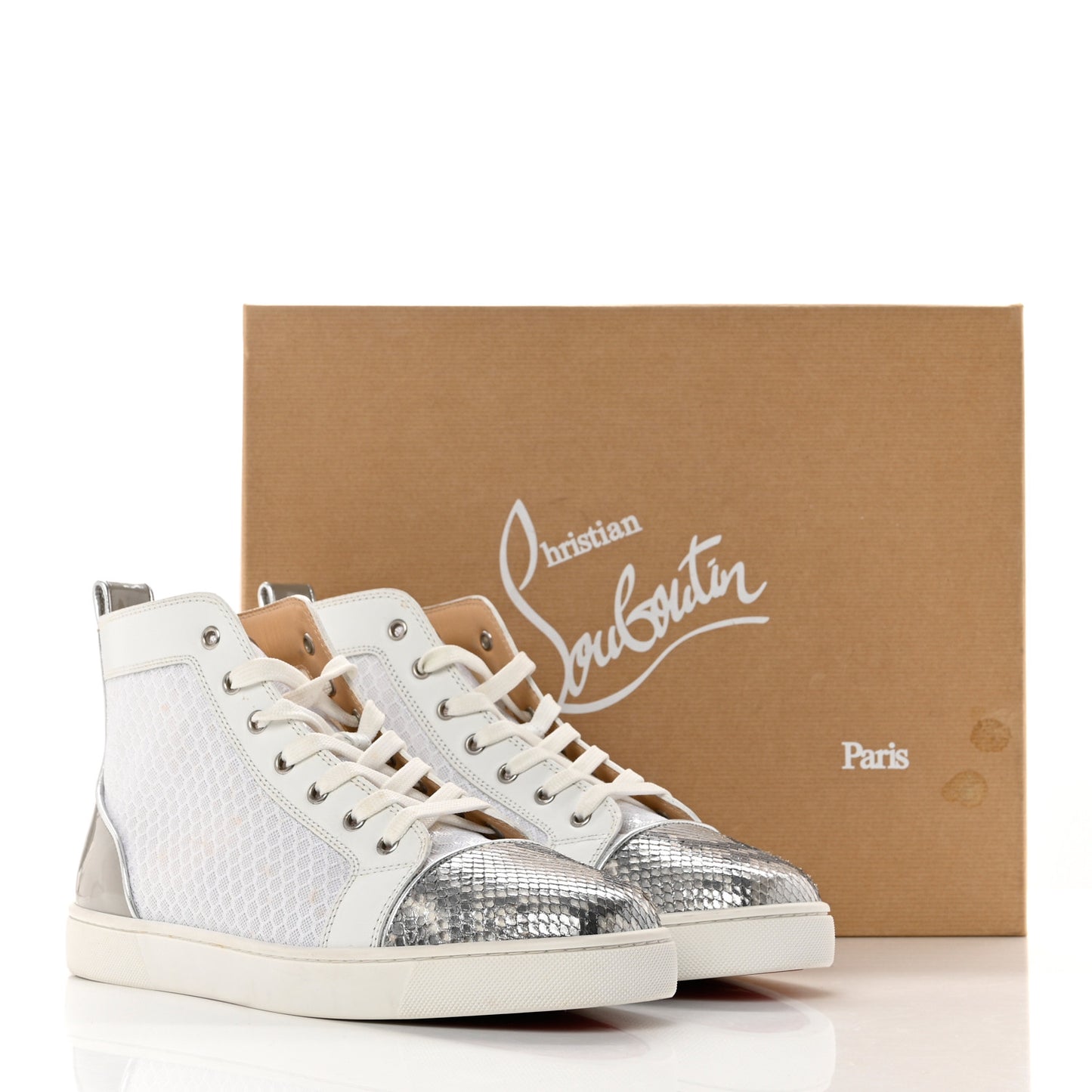 Snakeskin Mesh Mens Louis Orlato Flat Sneakers 43.5 Silver