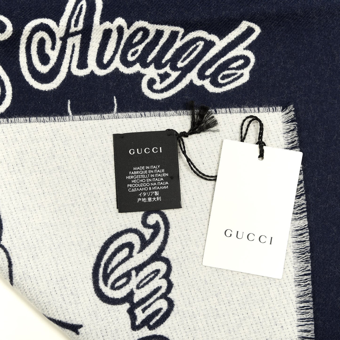 Wool L'Aveugle Par Amour Scarf Navy White