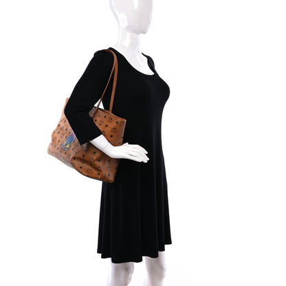 MCM Visetos Medium Rabbit Top Zip Shopper Tote Cognac 3 of 22