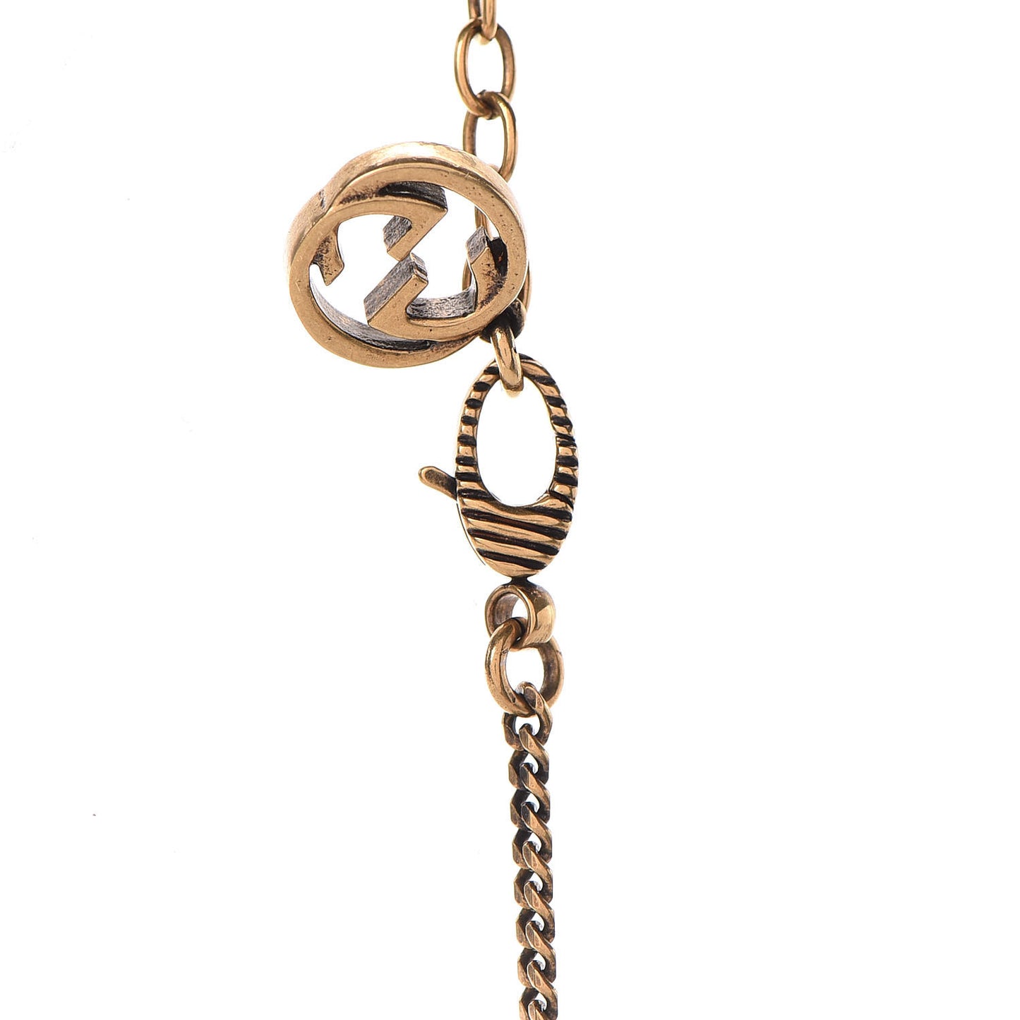 Metal Crystal Loved Short Necklace Aged Gold