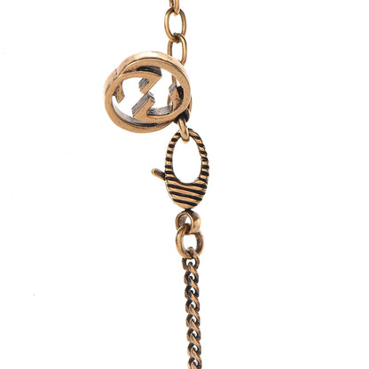 Gucci Metal Crystal Loved Short Necklace Aged Gold 5 of 7
