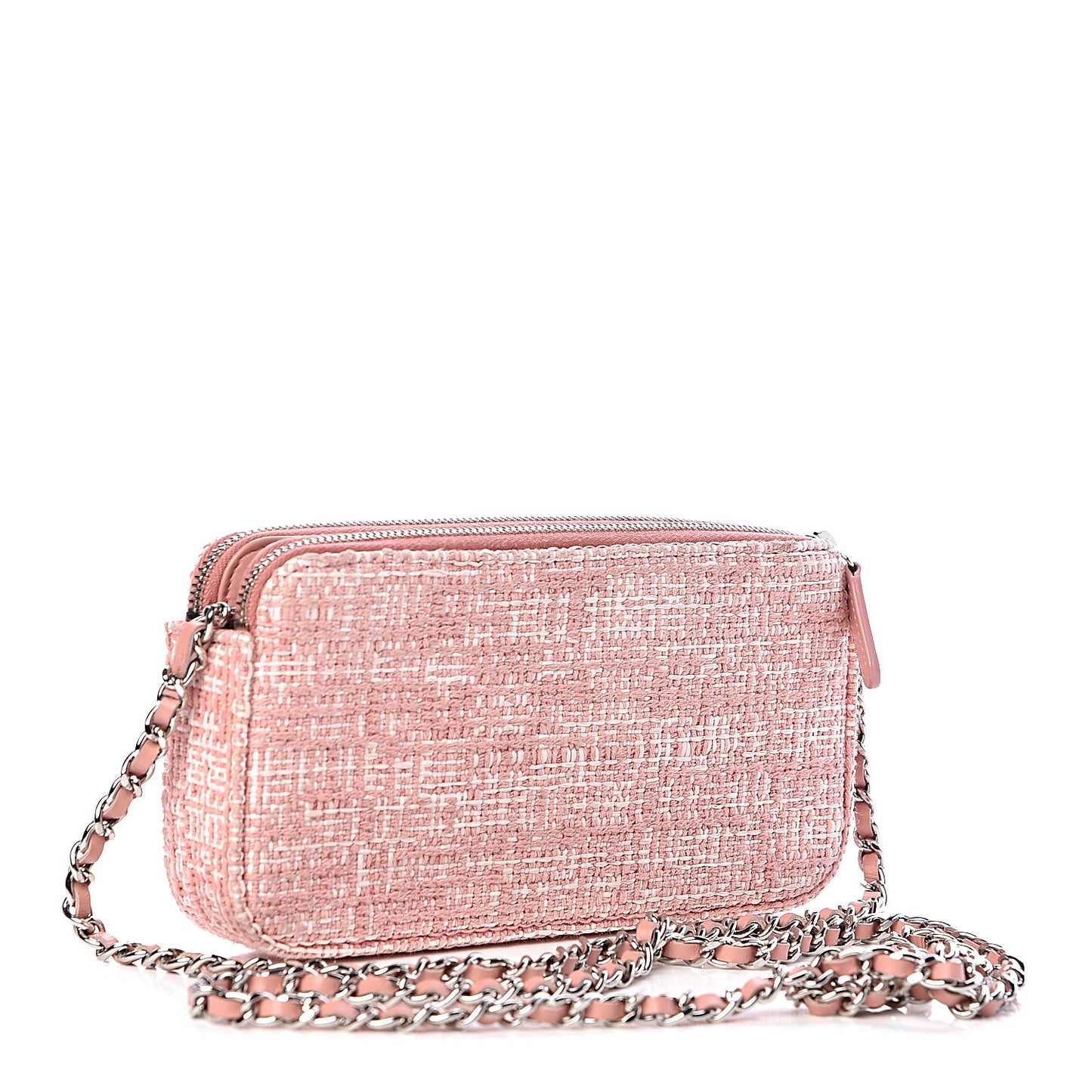Canvas Small Deauville Clutch With Chain Pink
