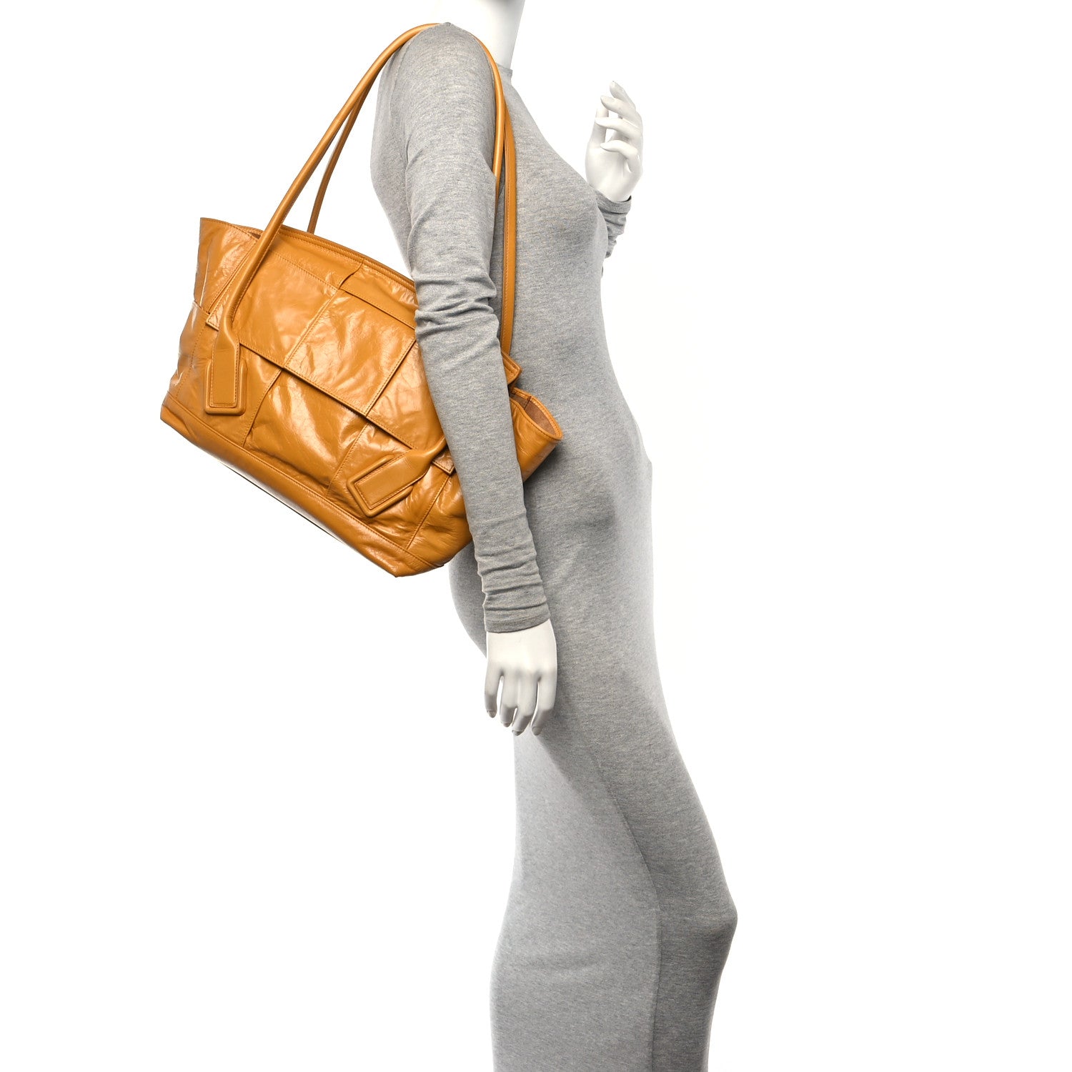 Bottega Veneta Paper Calfskin Maxi Intrecciato Medium Arco Slouch Yellow 2 of 11