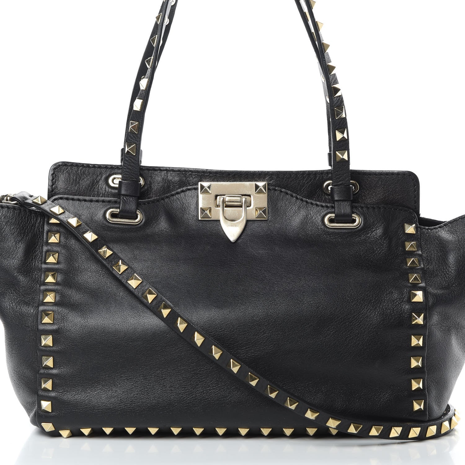 Valentino Garavani Vitello Small Rockstud Tote Black 16 of 16