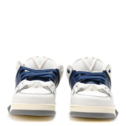 Valentino Garavani Mesh Calfskin Rockstud Womens Platform Sneakers 40 Silver Multicolor 3 of 8