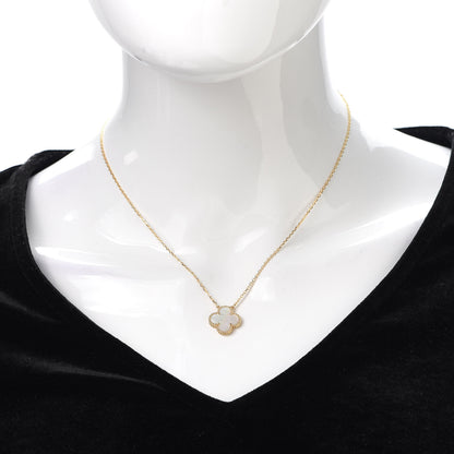 Van Cleef & Arpels 18K Yellow Gold Mother of Pearl Vintage Alhambra Pendant Necklace 2 of 10