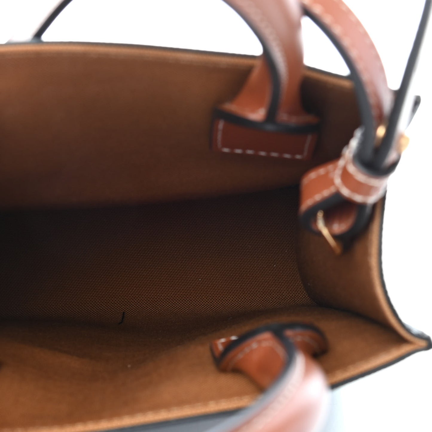 Triomphe Canvas Calfskin Mini Vertical Cabas Tan