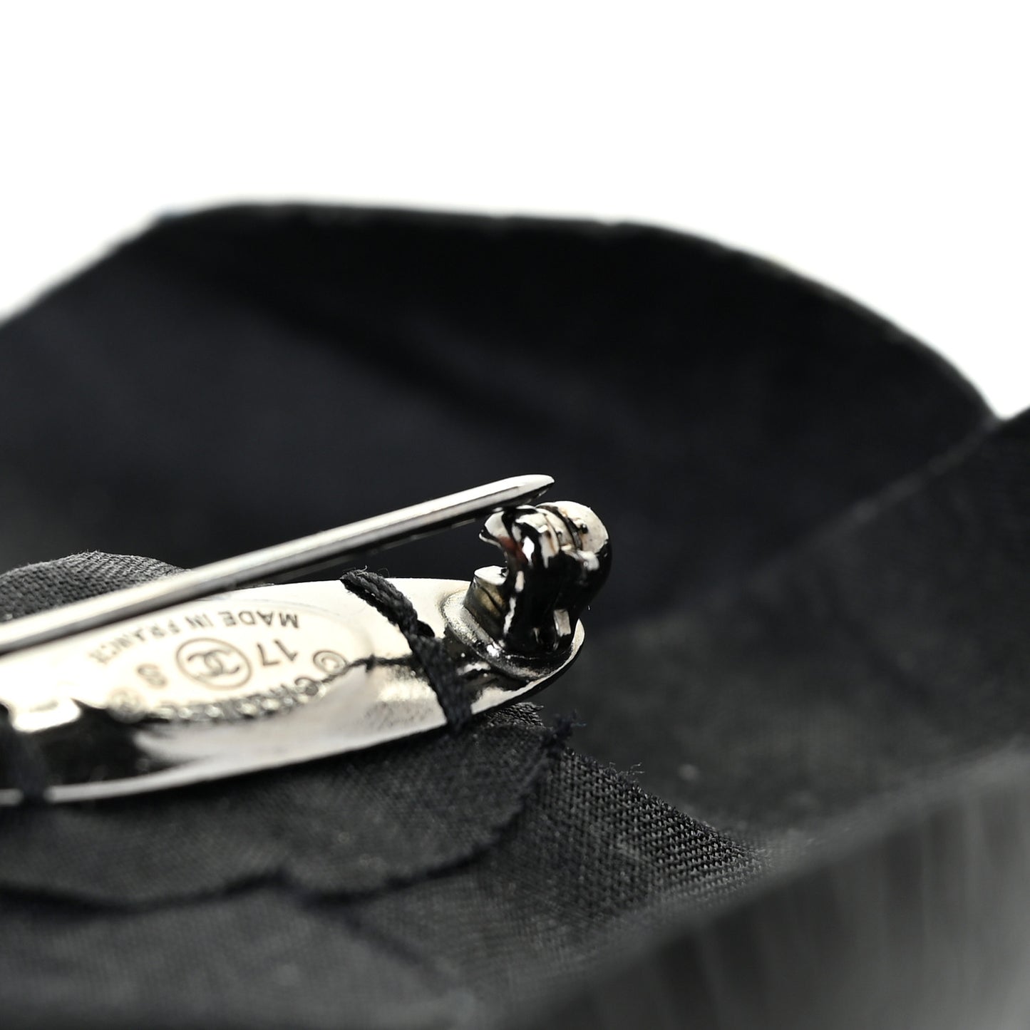 Lambskin Stitched Camellia CC Pin Brooch Black Multicolor