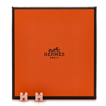Hermes Rose Gold Lacquered Pop H Earrings Rose Dragee 6 of 6