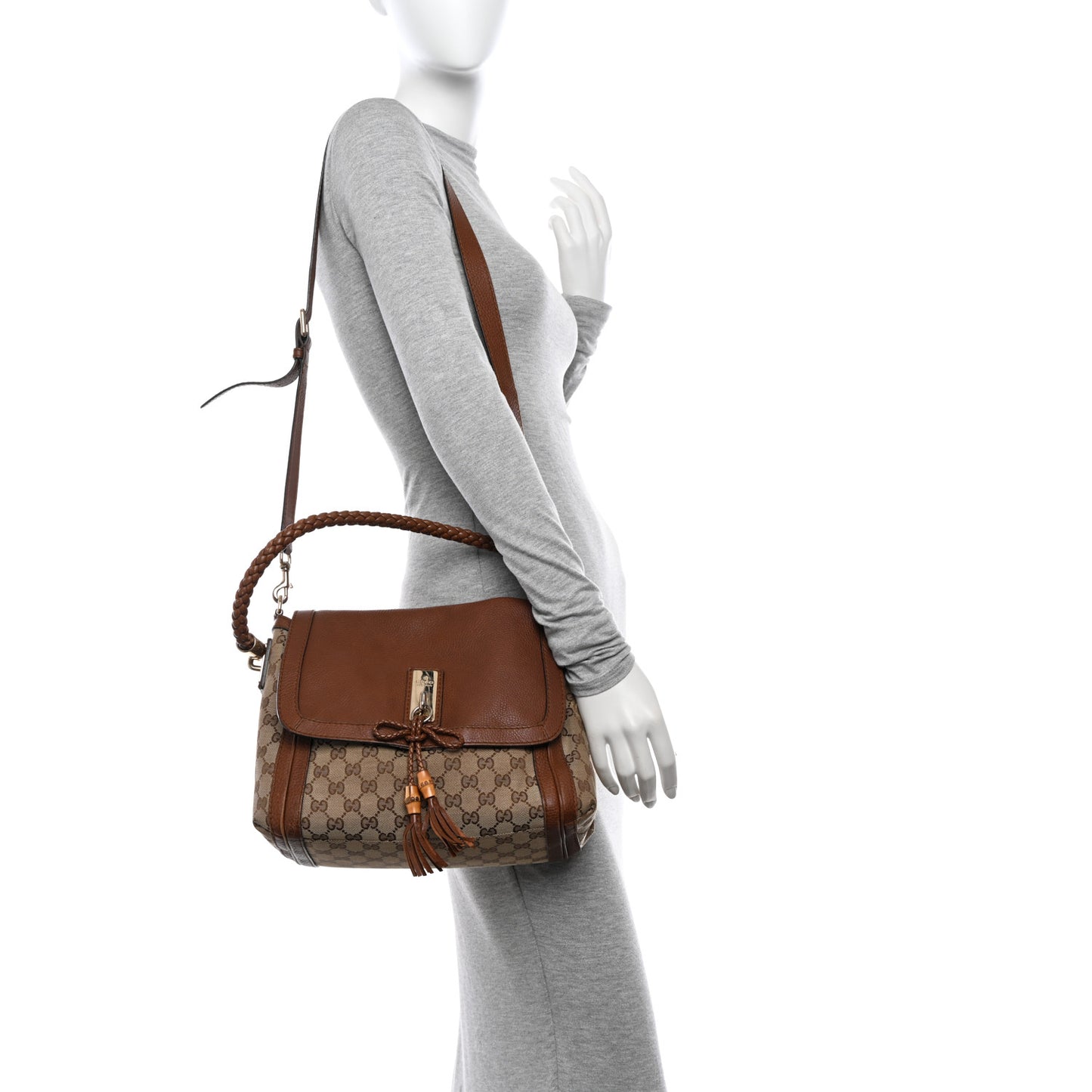 Monogram Calfskin Medium Bella Flap Bag Brown