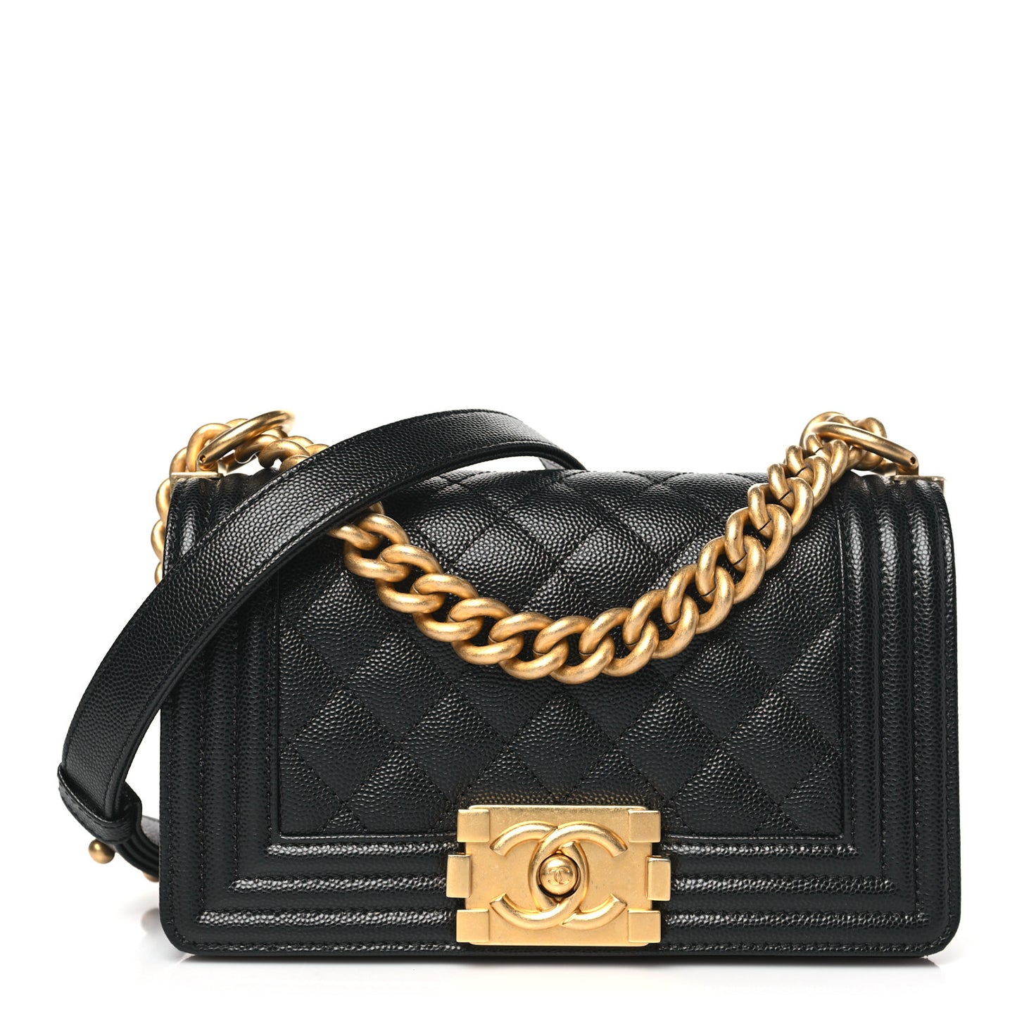 Caviar Quilted Small Boy Flap Black