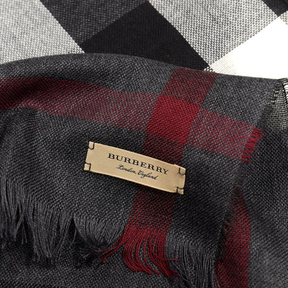Burberry Wool Cashmere Giant Check Lightweight Scarf Charcoal 4 of 5