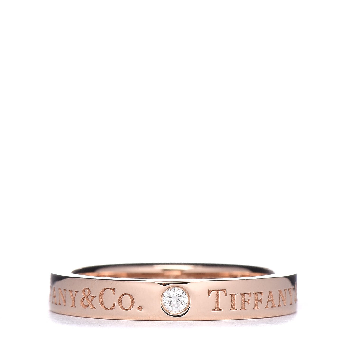 18K Rose Gold Diamond 3mm Logo Band Ring 49 4.75