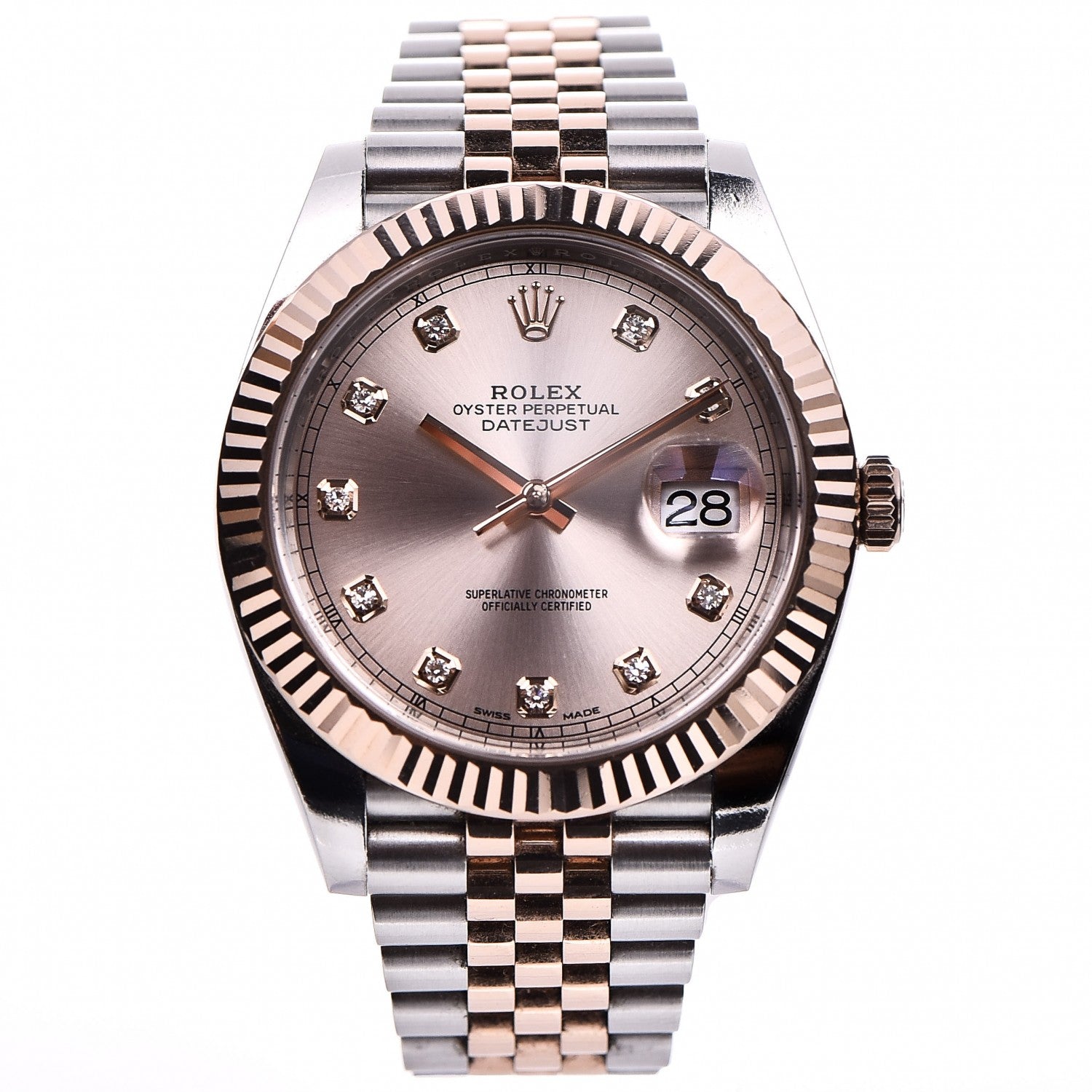 Rolex Stainless Steel 18K Everose Gold Diamond 41mm Oyster Perpetual Datejust Watch Sundust 126331 1 of 18
