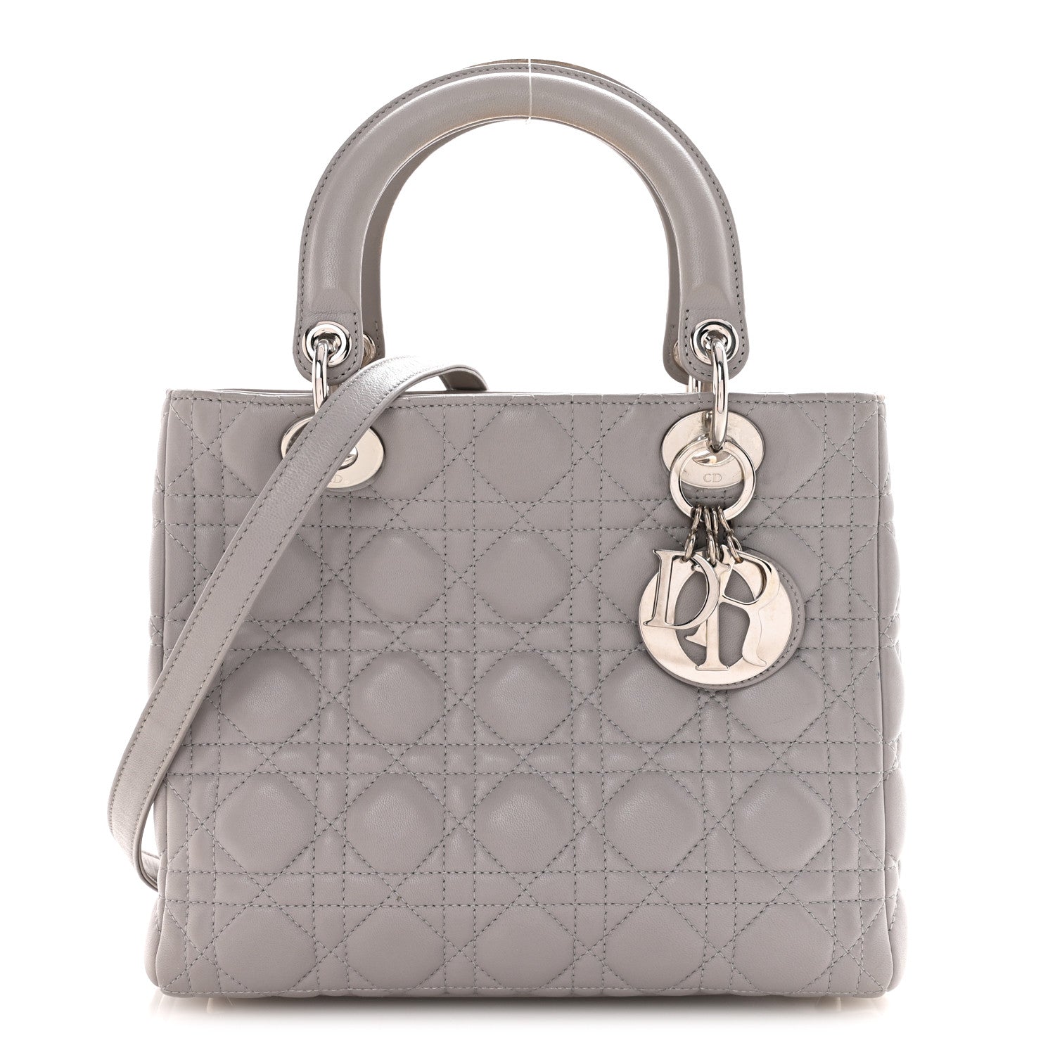 Christian Dior Lambskin Cannage Medium Lady Dior Grey 1 of 16