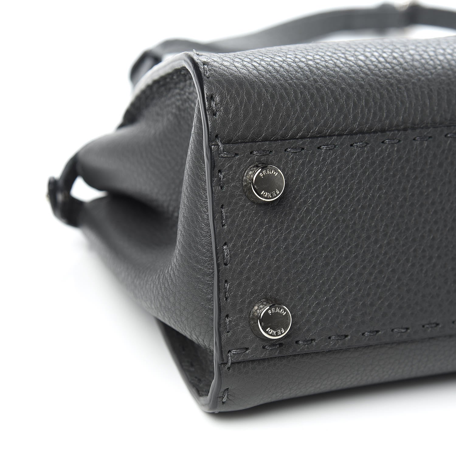 Fendi Cuoio Romano Selleria Bi-Color Mini Peekaboo Iconic Satchel Asfalto Latte 9 of 10