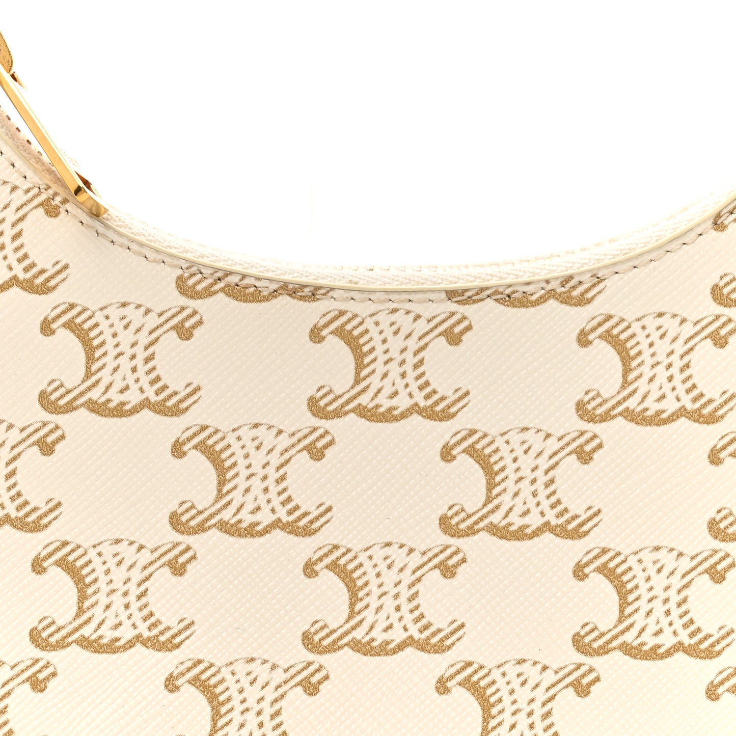 Canvas Calfskin Mini Ava Triomphe Shoulder Bag White