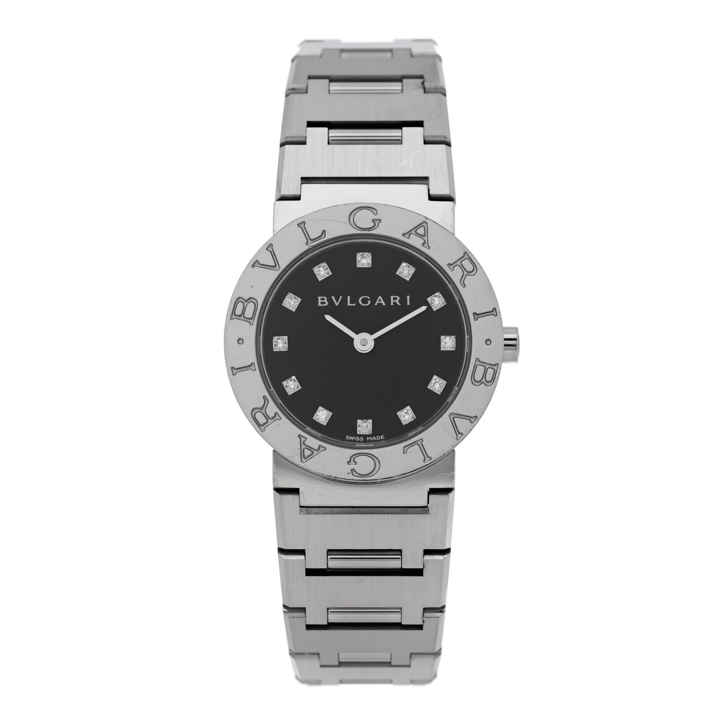 Stainless Steel Diamond 26mm Quartz Watch Black
