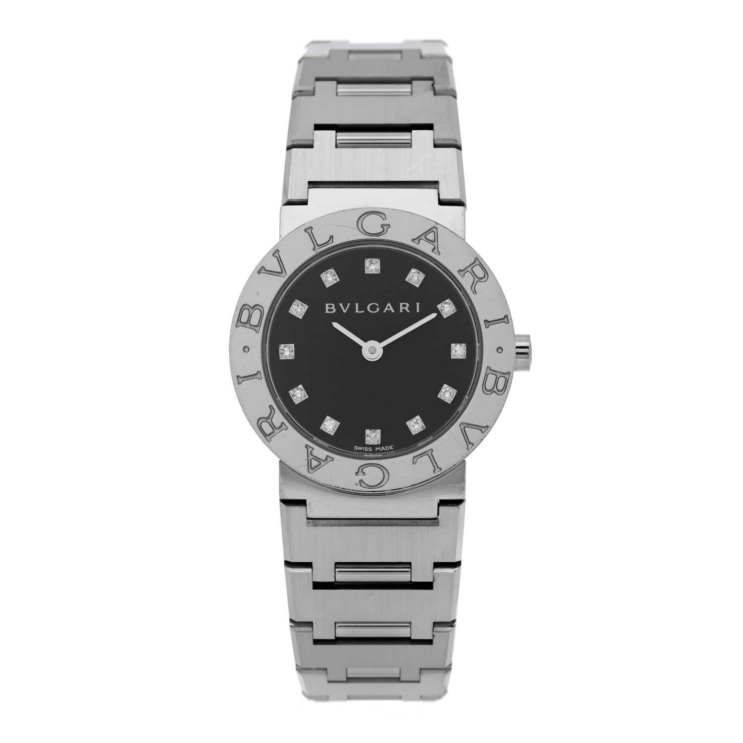 Bulgari Stainless Steel Diamond 26mm Quartz Watch Black 1 of 4