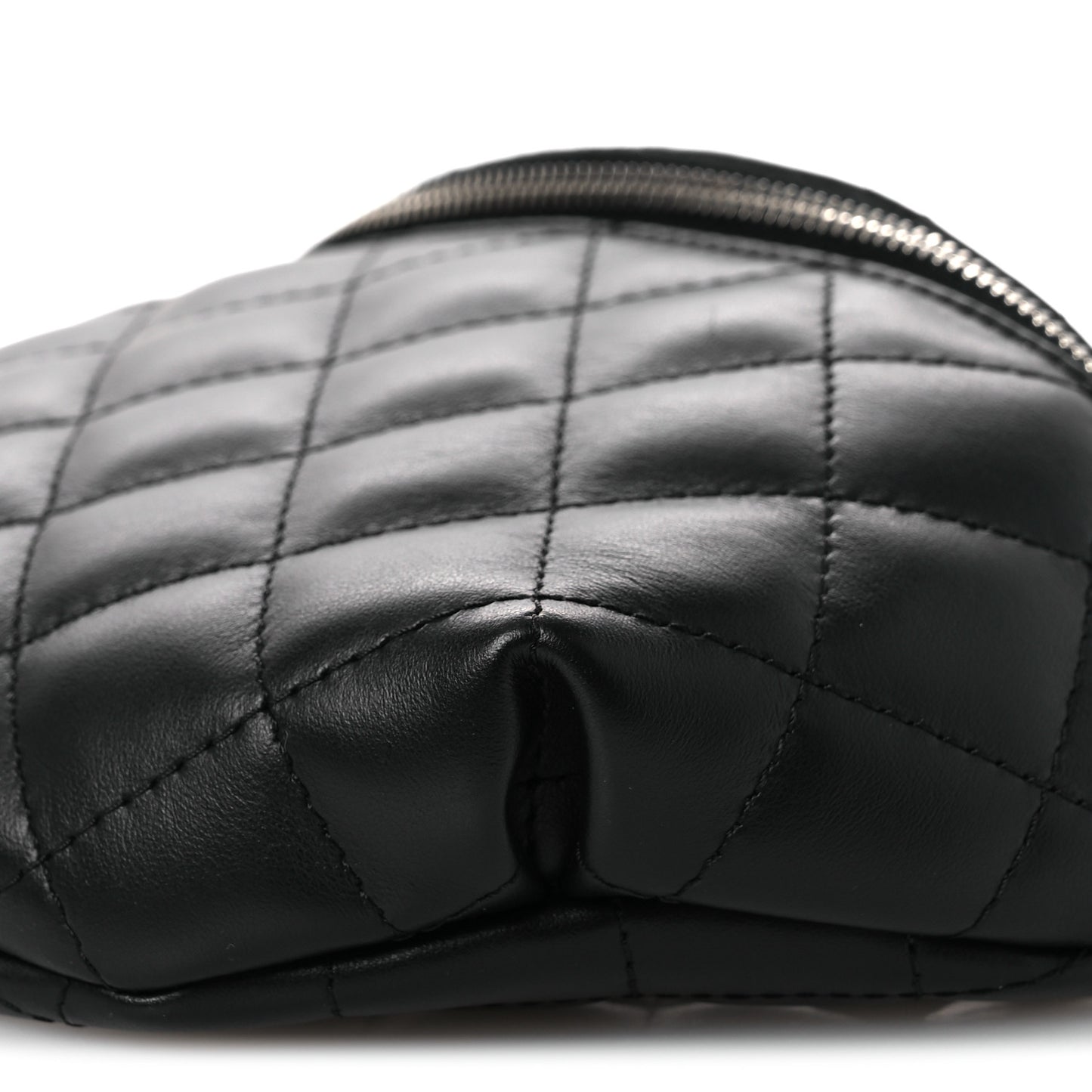 Calfskin Quilted Uniform Waist Belt Bag Black