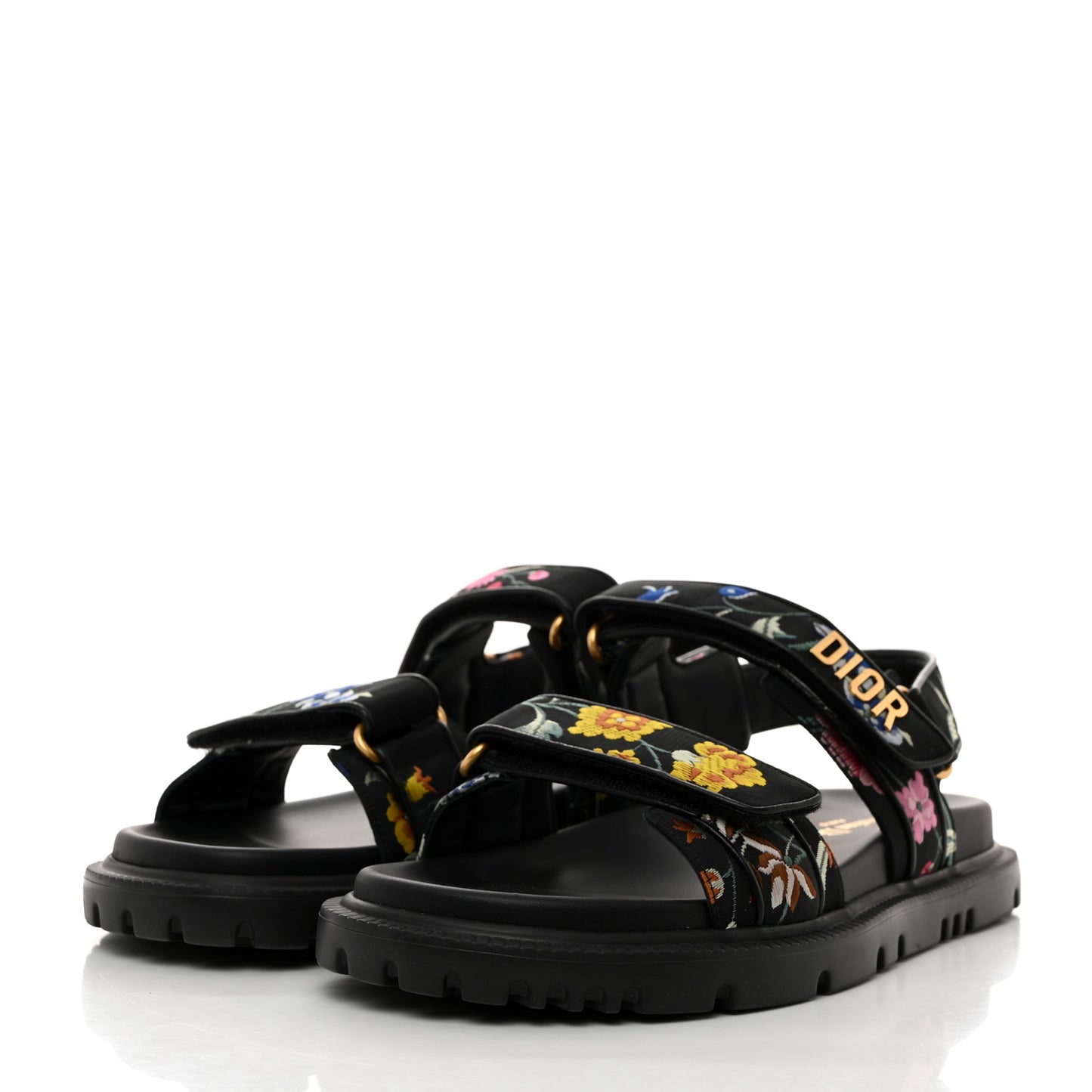 Technical Fabric Petites Fleurs Print Dioract Sandals 40 Black Multicolor