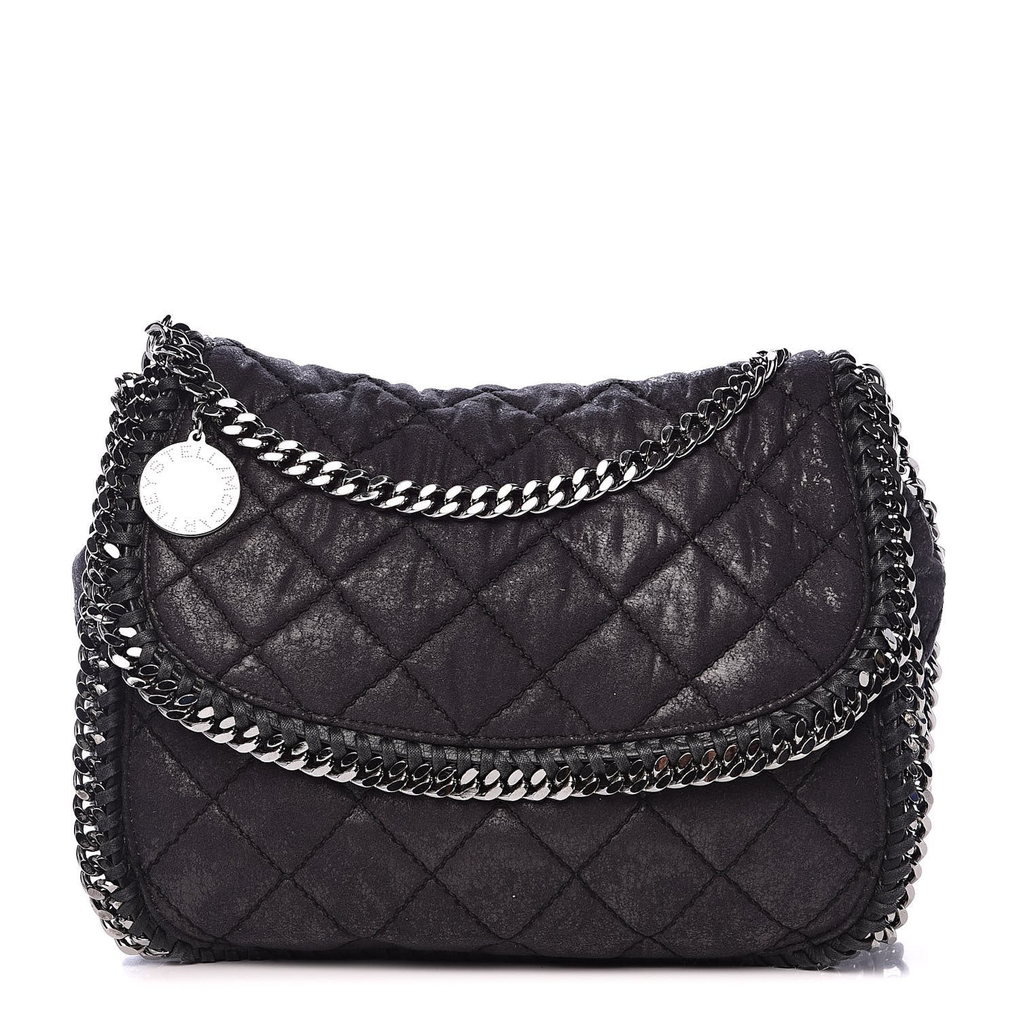 Shaggy Deer Quilted Falabella Shoulder Bag Black