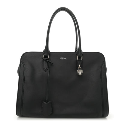 Alexander McQueen Pebbled Calfskin Large Skull Padlock Zip Around Tote Black 1 of 10