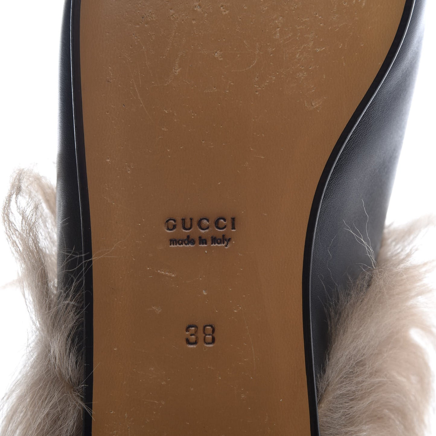 Calfskin Fur Womens Princetown Slippers 38 Black