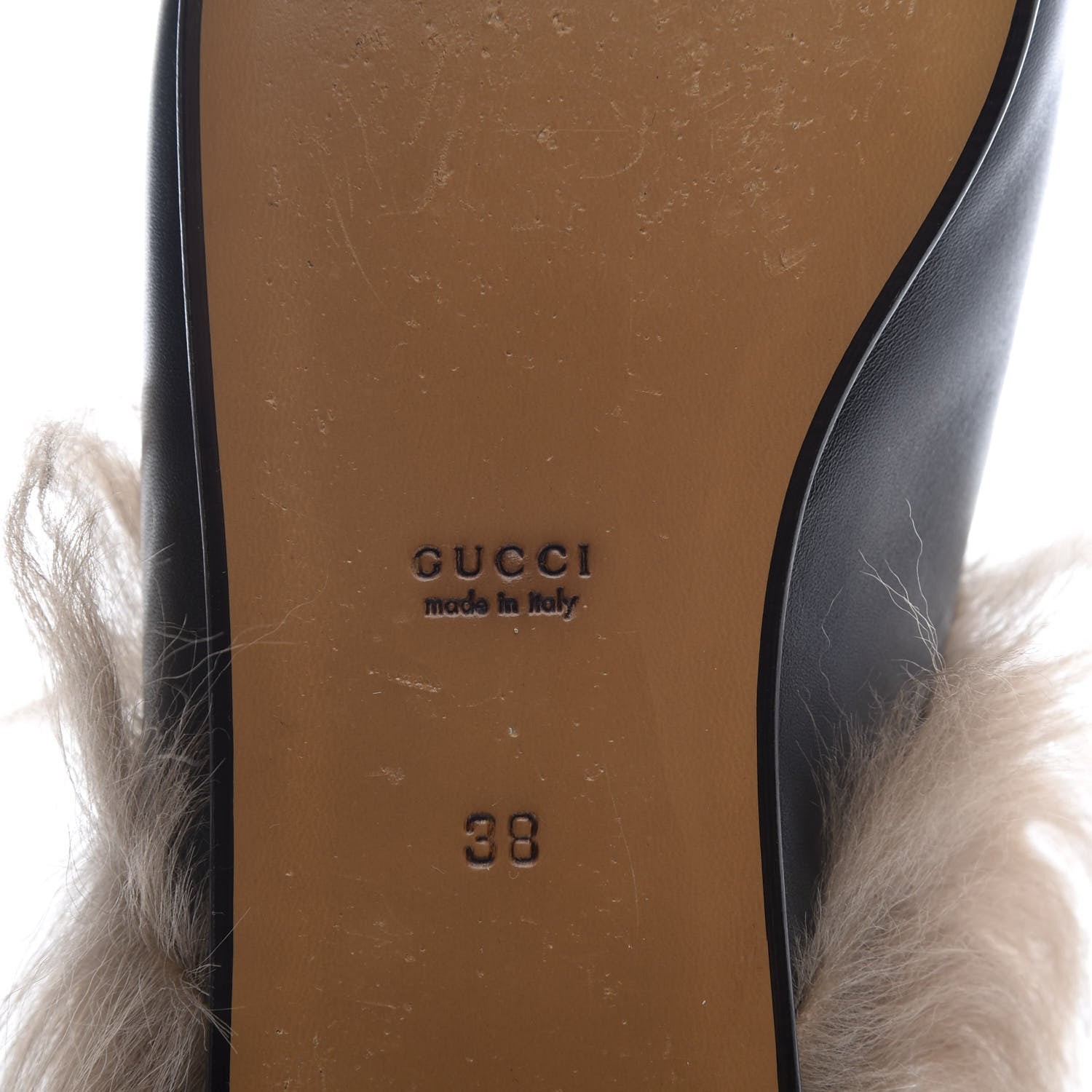 Gucci Calfskin Fur Womens Princetown Slippers 38 Black 5 of 8