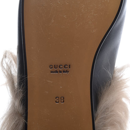 Gucci Calfskin Fur Womens Princetown Slippers 38 Black 5 of 8