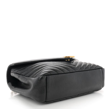 Saint Laurent SAINT LAURENT Sheepskin Matelasse Chevron Monogram Large College Satchel Black 4 of 10