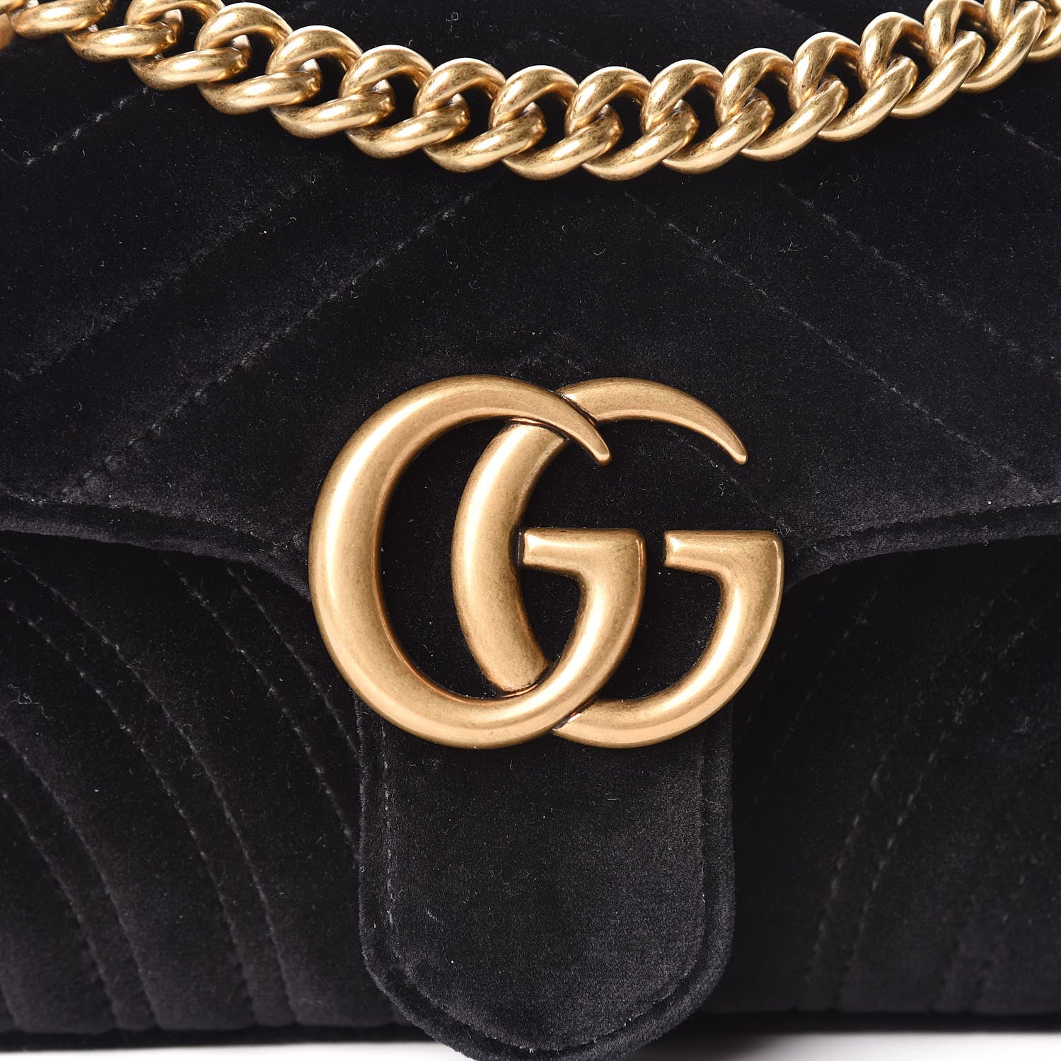 Gucci Velvet Matelasse Mini GG Marmont Shoulder Bag Black 10 of 11