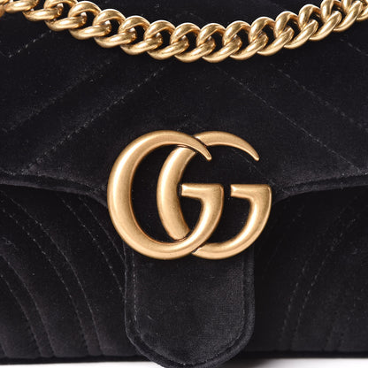 Gucci Velvet Matelasse Mini GG Marmont Shoulder Bag Black 10 of 11